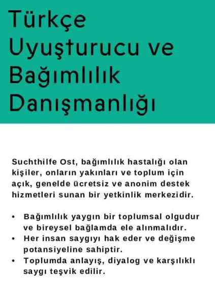 Beratung Suchthilfe auf Türkisch (für Betroffene und Angehörige)